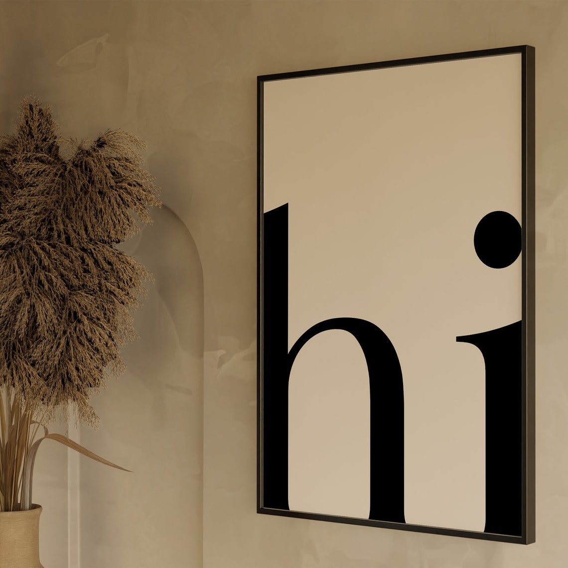 Hi Oversized Typography Minimal Black and White Modern Wall Art - Image 6