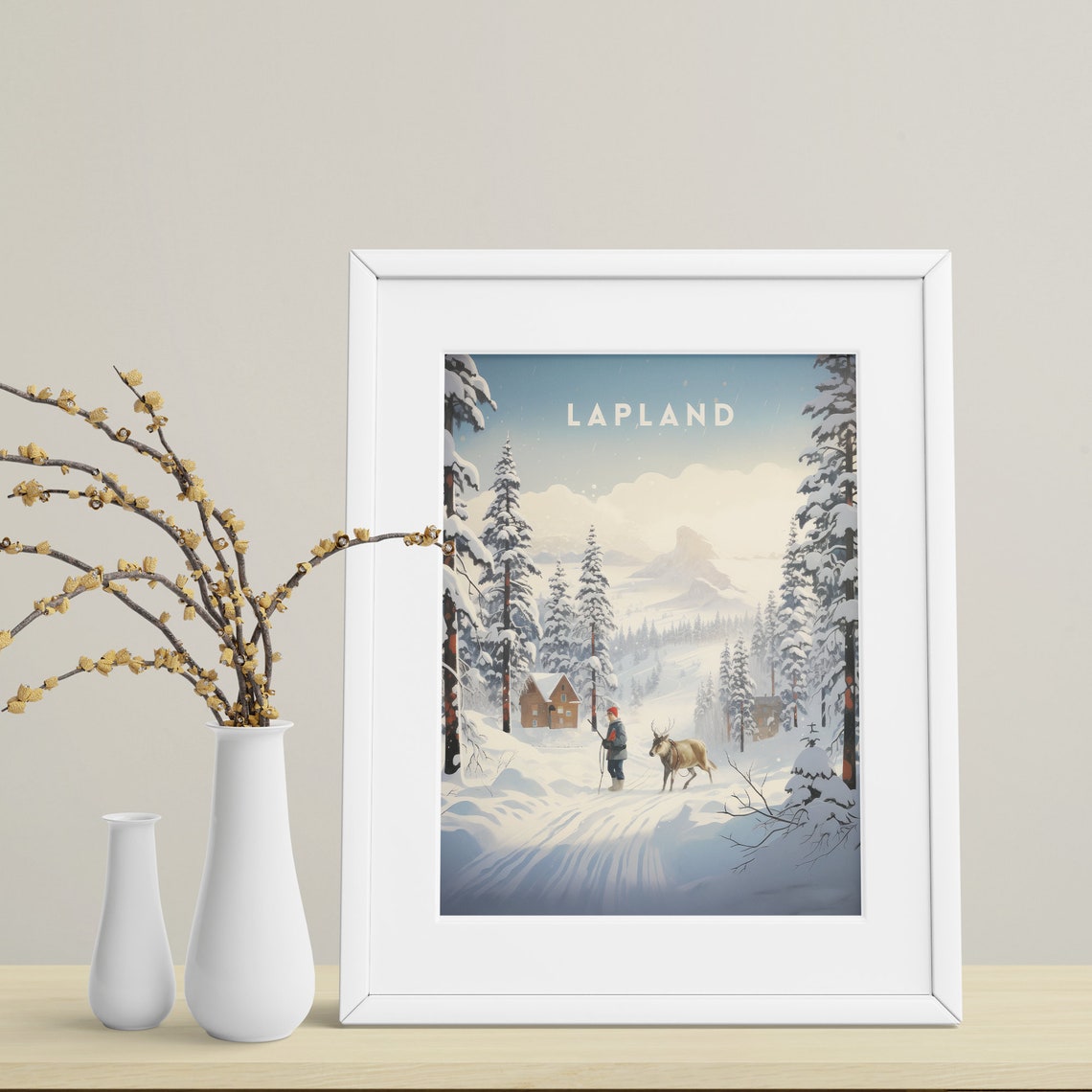 Lapland Travel Lapland Poster Finland Poster Lapland Print Finland Travel Poster Retro Art Print Scandinavian Landscape Snowy Mountains - Image 5