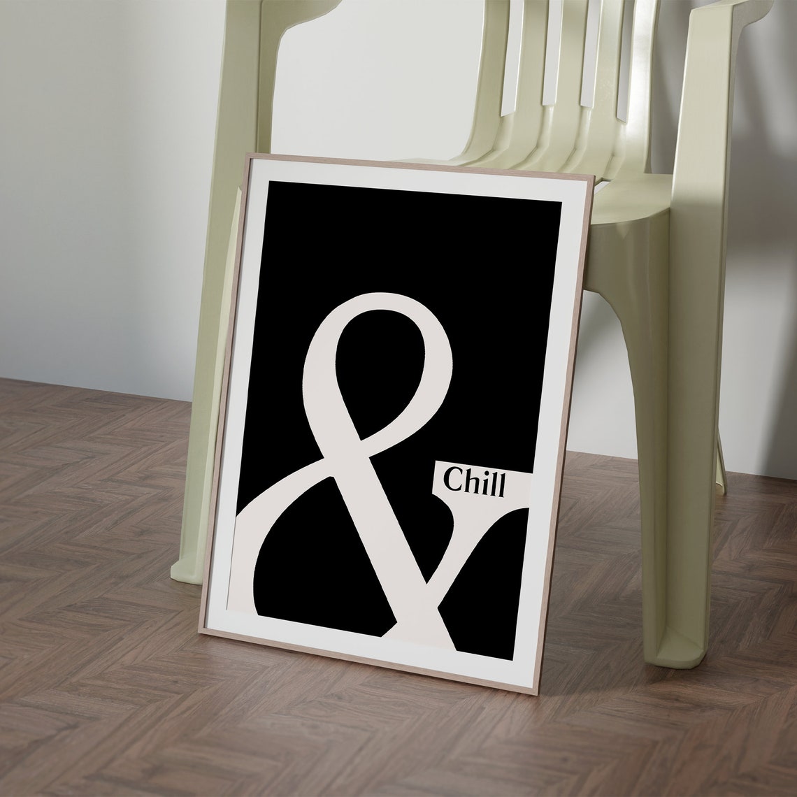 Ampersand And Chill Bold Typography Black Minimalist Art Poster - Image 6