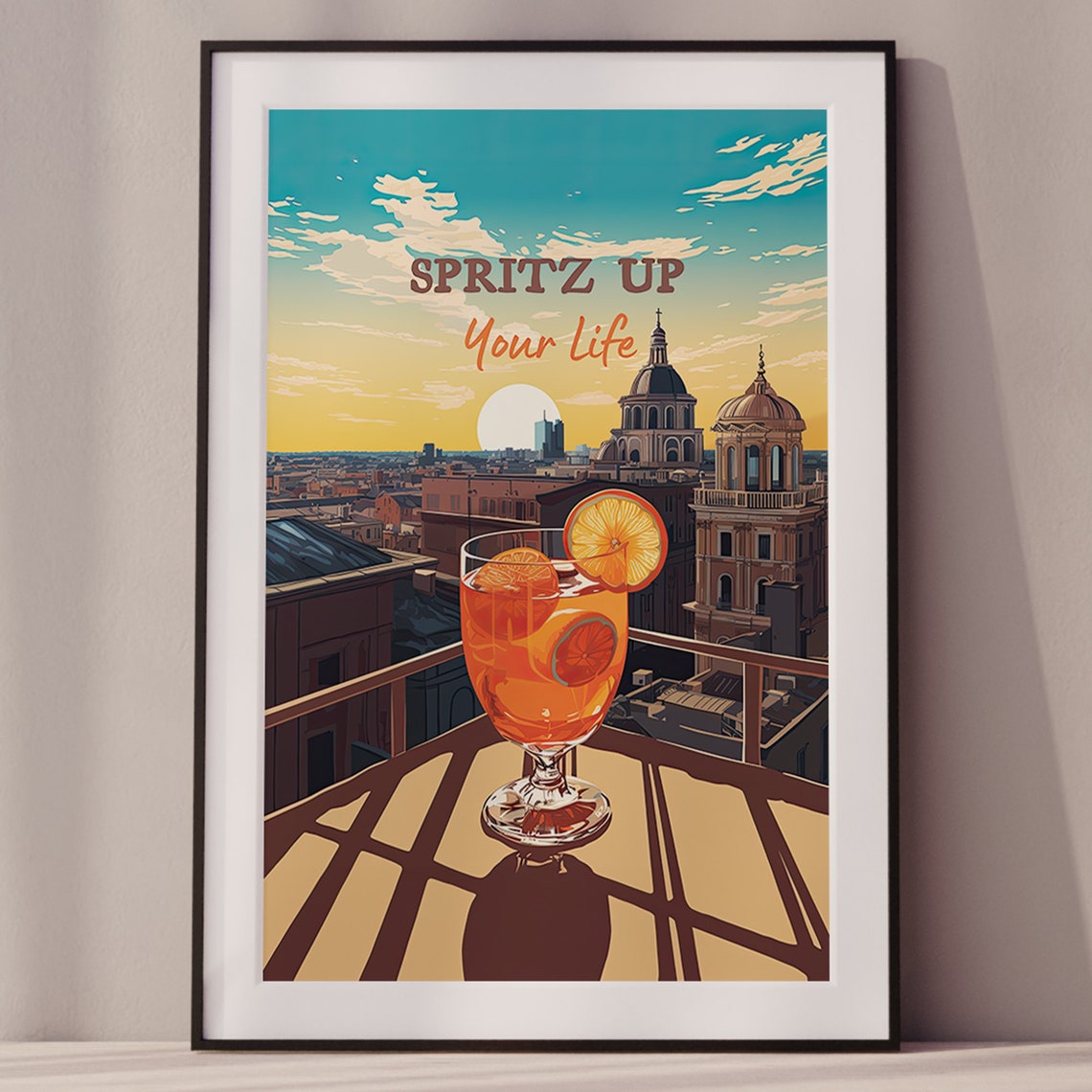 Spritz Up Your Life Aperol Cocktail Sunset Rooftop Bar Poster - Image 6