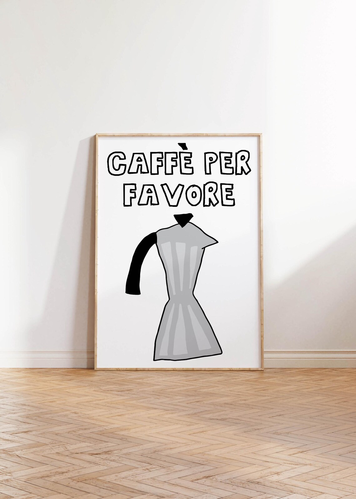 Caffe Per Favore Black Moka Pot Italian Coffee Kitchen Decor Poster - Image 3