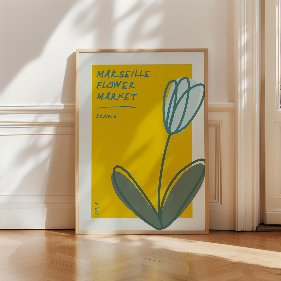Marseille Flower Market France Yellow Abstract Floral Art Poster - Image 5