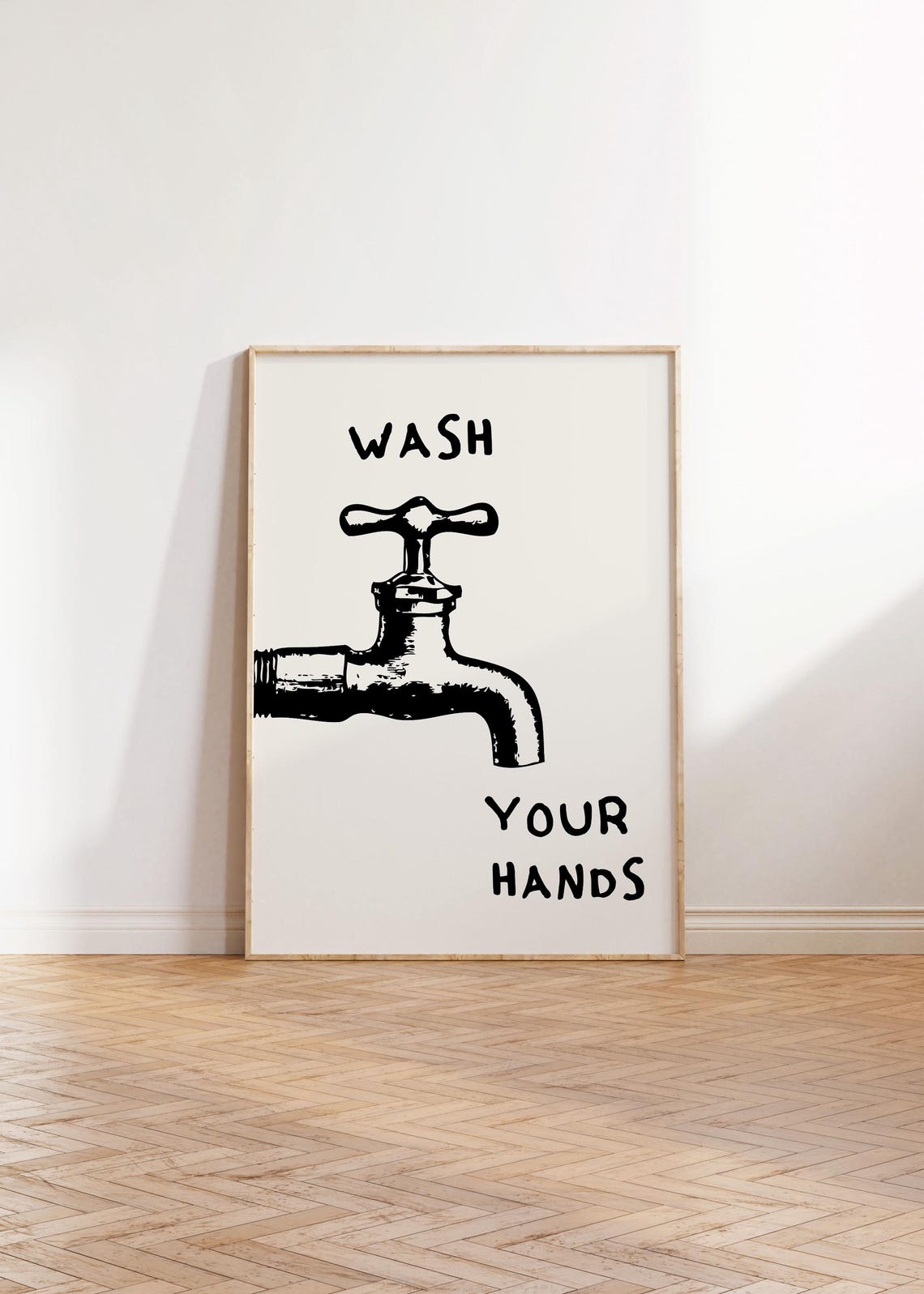 Wash Your Hands Funny Bathroom Faucet Retro Hand Lettered Poster - Image 2