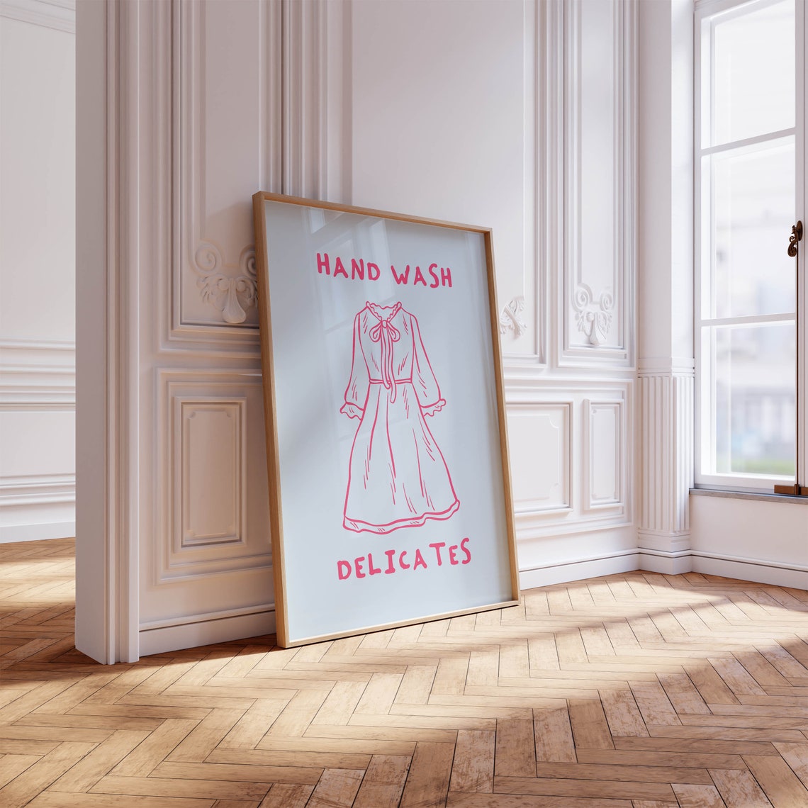 Hand Wash Delicates Cute Pink Dress Laundry Room Quote Poster - Image 4