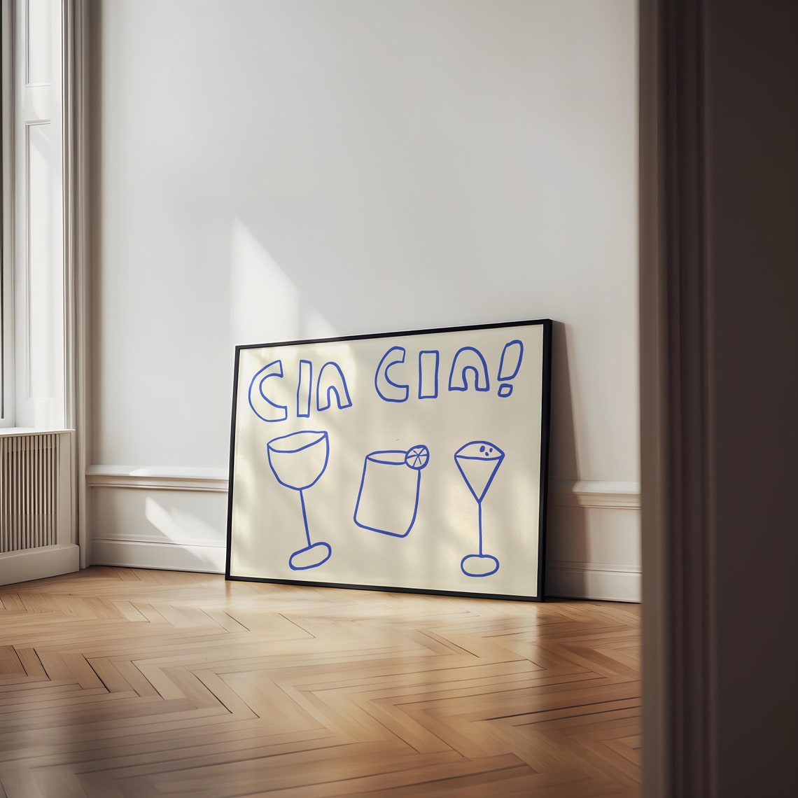 Cin Cin Blue Cocktail Glasses Italian Cheers Home Bar Decor Poster - Image 5