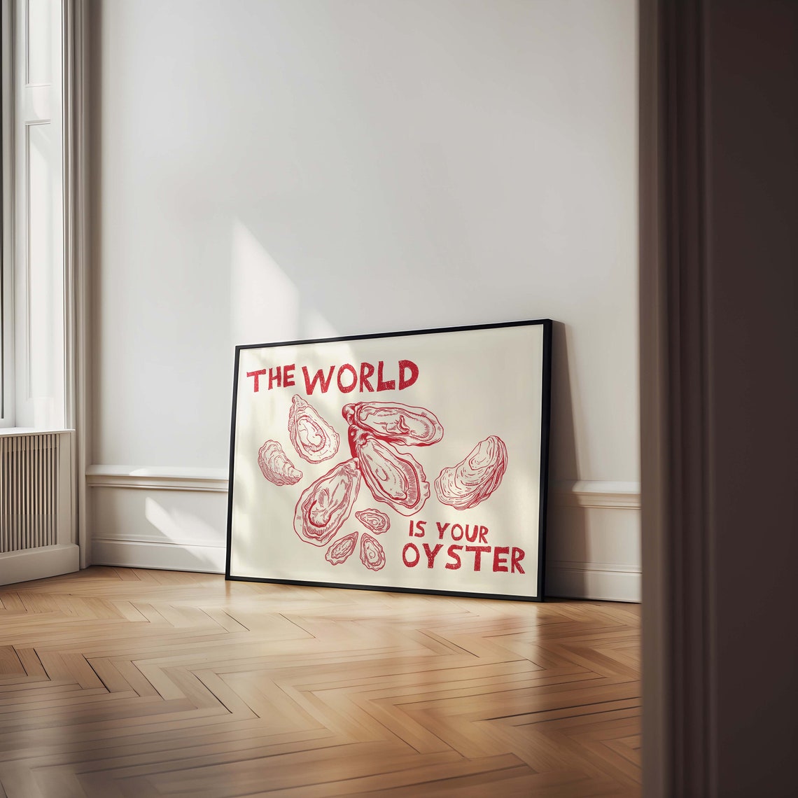 The World Is Your Oyster Red Shells Retro Kitchen Quote Poster - Image 5