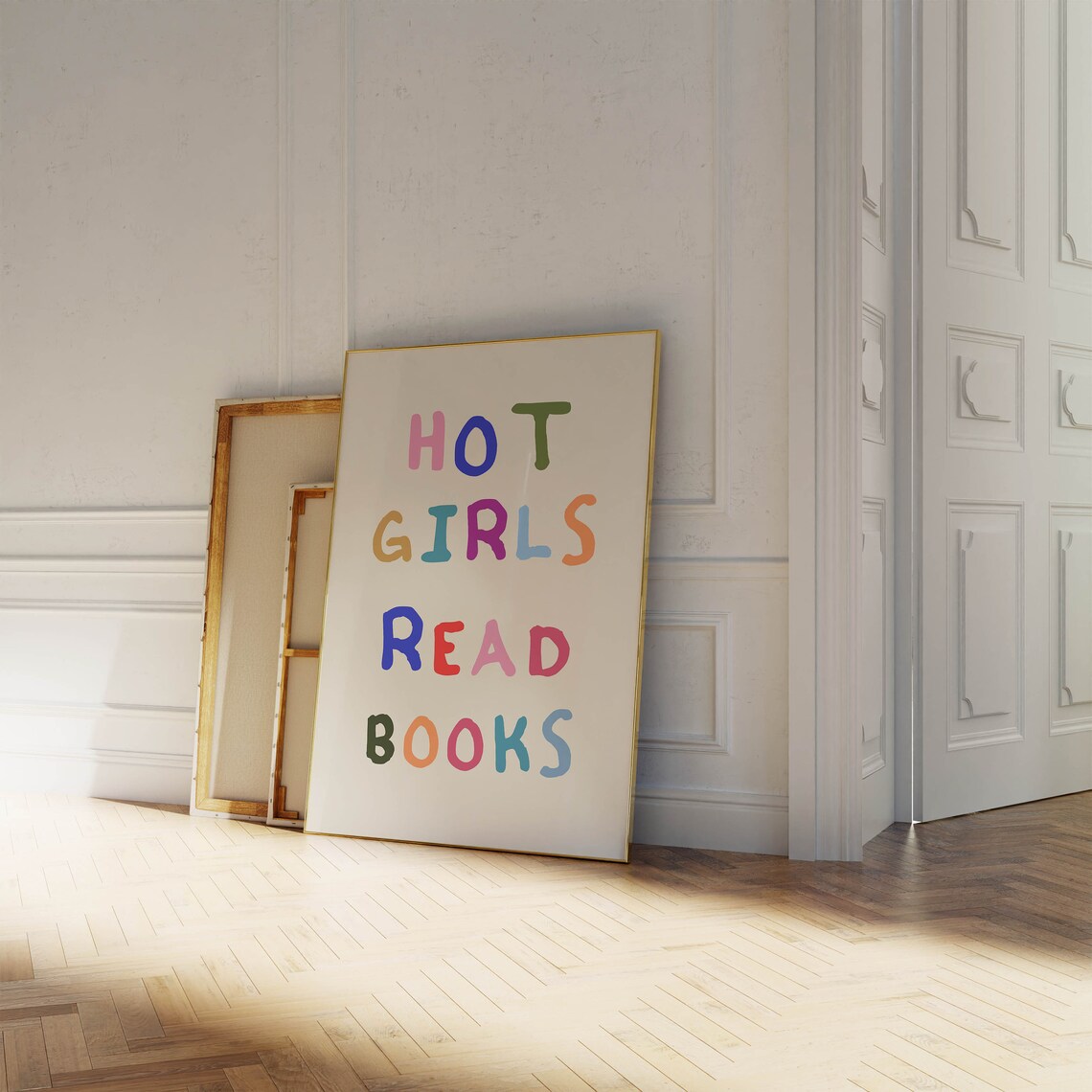 Hot Girls Read Books Colorful Hand Lettered Book Lover Quote Poster - Image 3