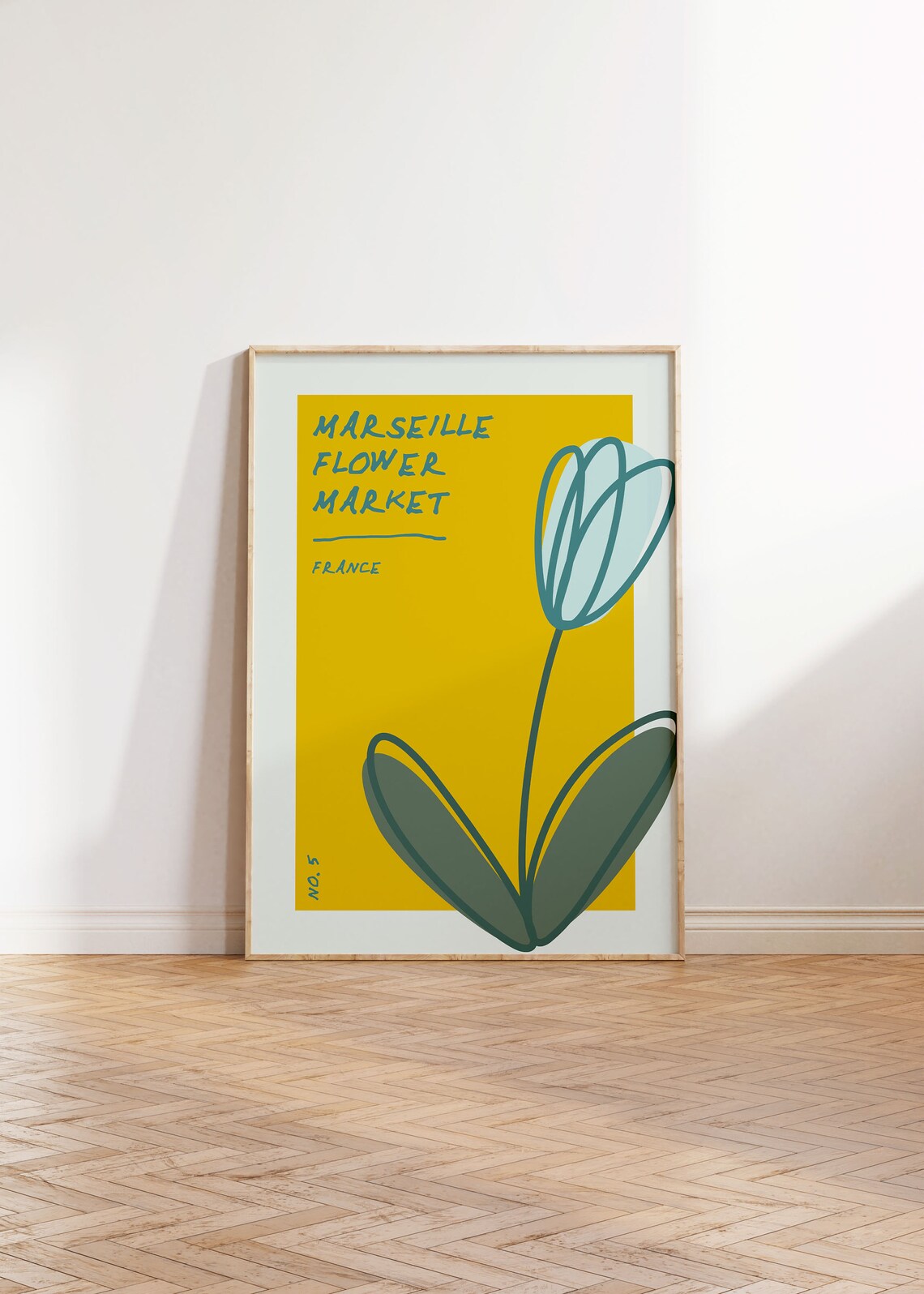 Marseille Flower Market France Yellow Abstract Floral Art Poster - Image 3