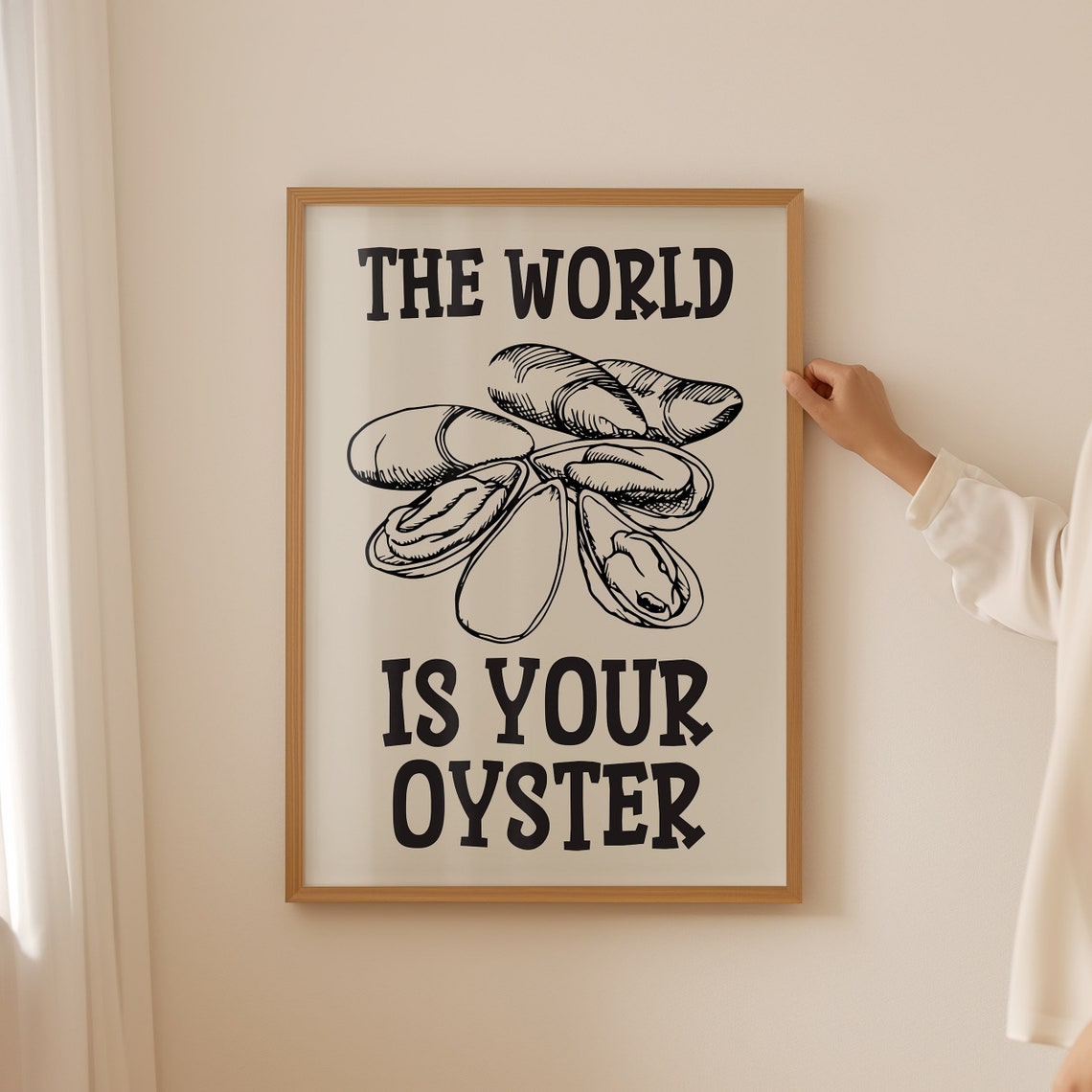 The World Is Your Oyster Black Seafood Kitchen Kitchen Decor Poster - Image 4