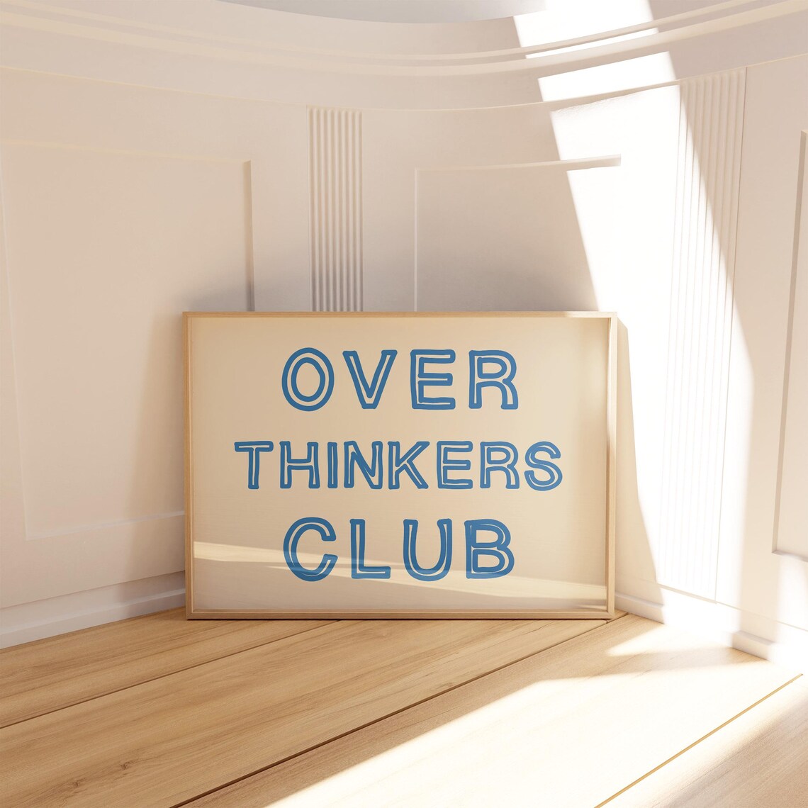 Funny Over Thinkers Club Blue Hand Lettered Retro Quote Wall Art - Image 3