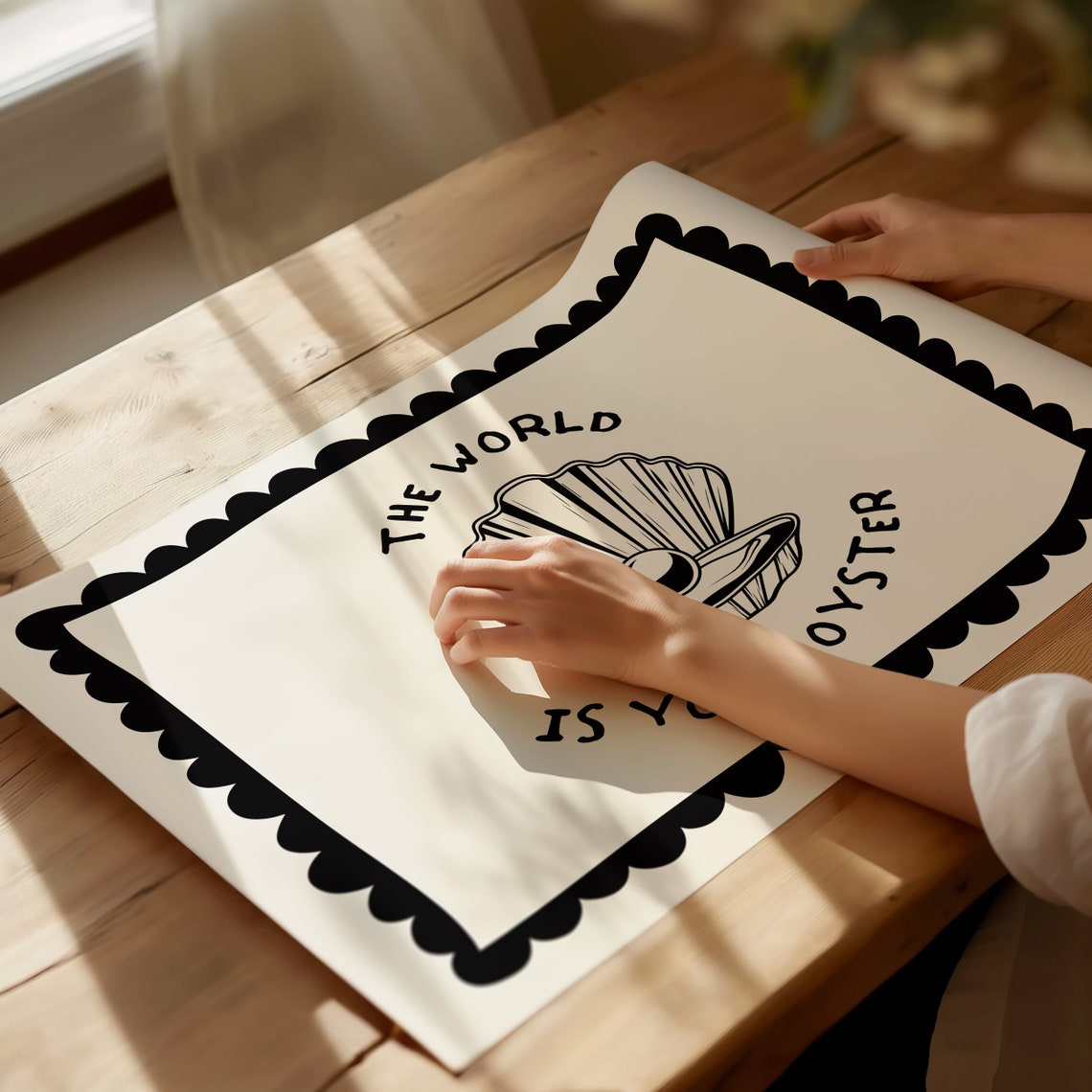 The World Is Your Oyster Pearl Shell Scallop Border Poster Art - Image 2
