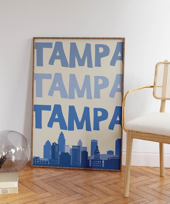 Tampa Florida Bold Triple Letter Skyline Modern Travel Poster