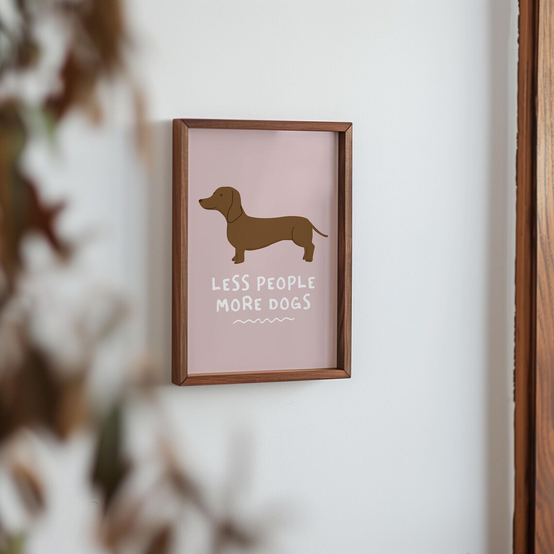 Less People More Dogs Poster Funny Quote Art Trendy Home Decor Retro Dog Print Minimalist Wall Art Funny Dog Art Print Art Pink - Image 3