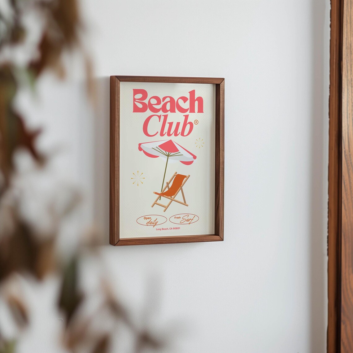 Beach Club Retro Beach Umbrella Chair Summer Coast Wall Poster - Image 3