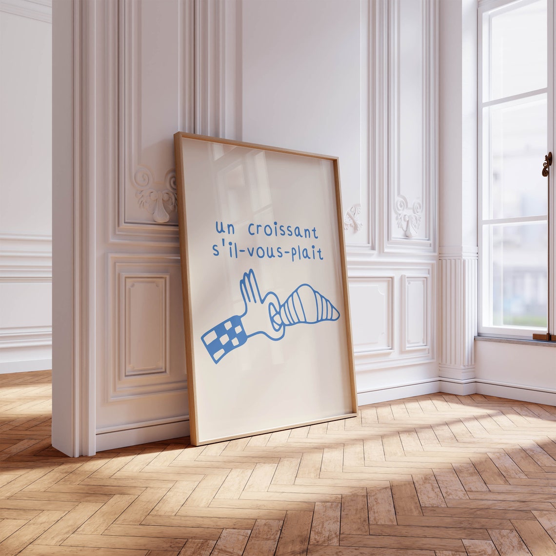 Un Croissant Sil Vous Plait Blue Hand Bakery French Phrase Poster - Image 5
