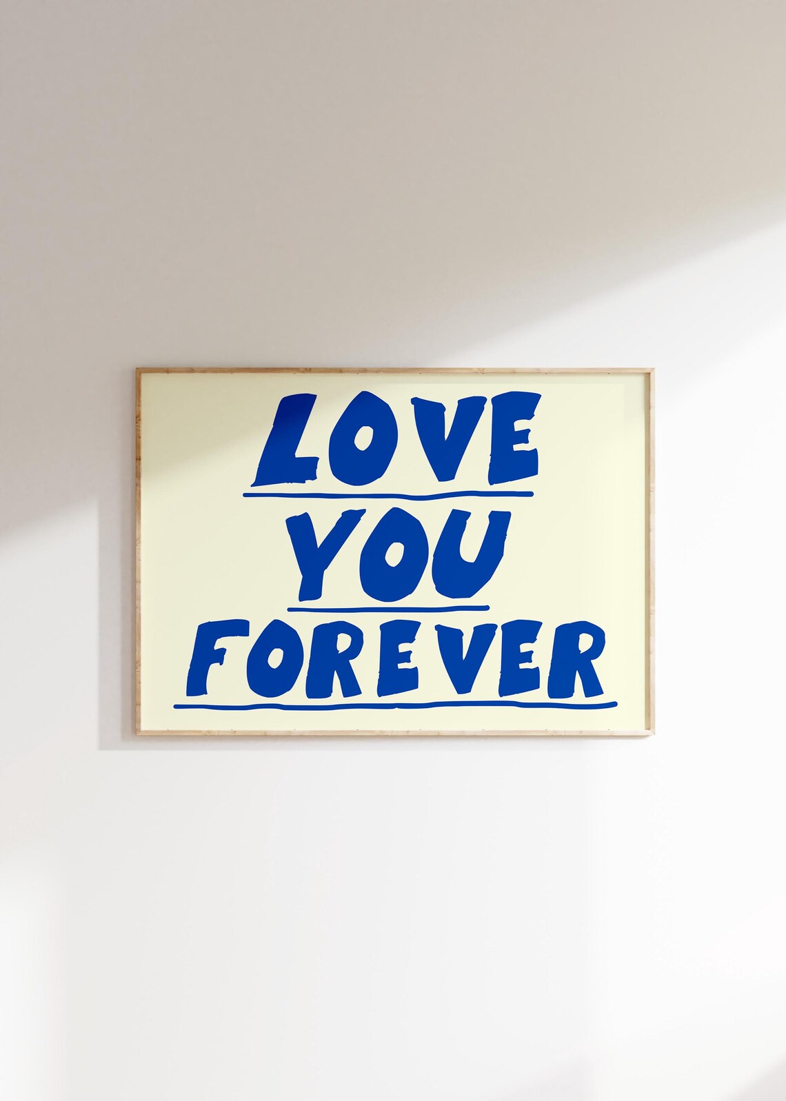 Love You Forever Bold Blue Typography Retro Romantic Bedroom Poster - Image 2