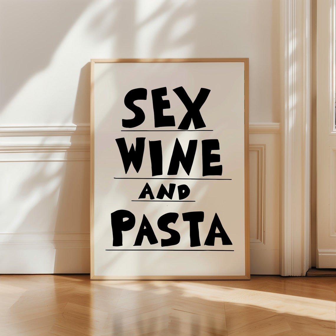 Sex Wine And Pasta Black Bold Typography Funny Kitchen Wall Poster - Image 5