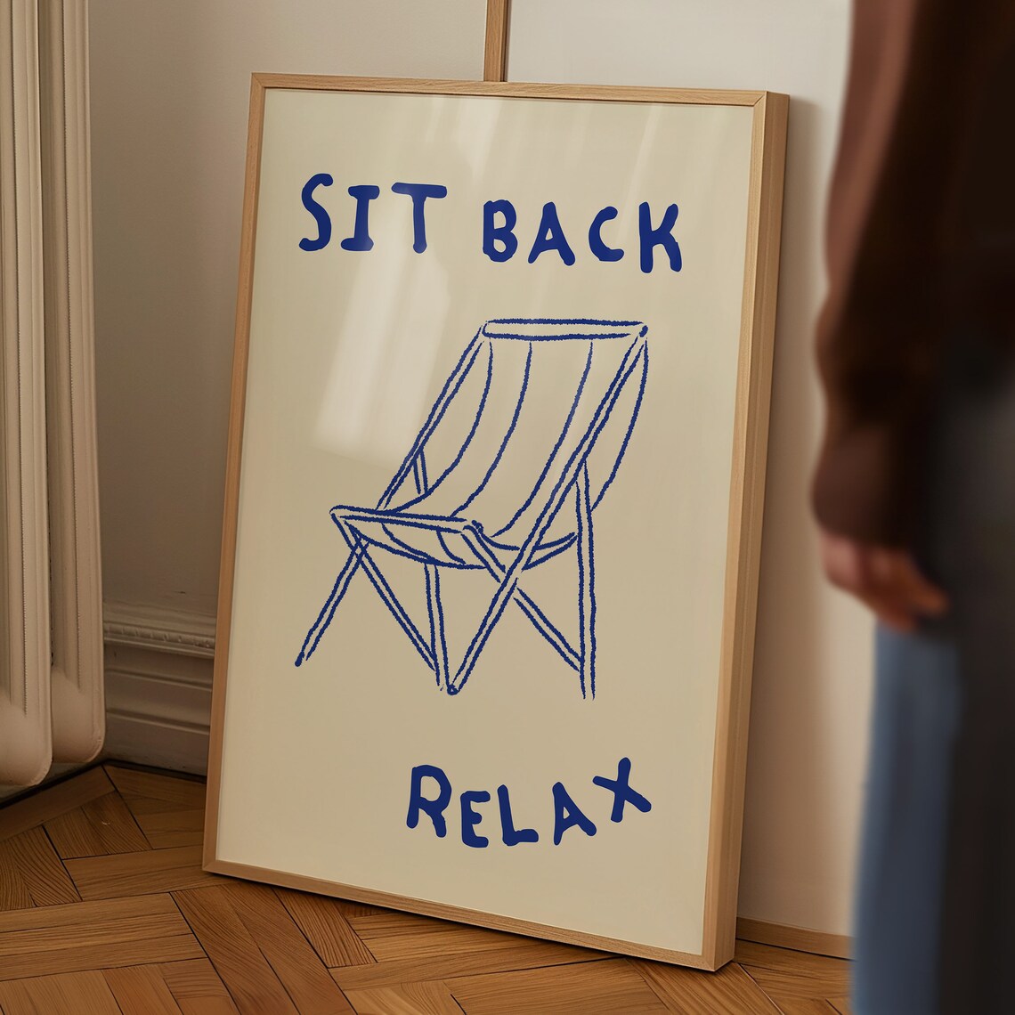 Sit Back Relax Beach Chair Summer Lounge Coastal Line Art Poster - Image 3