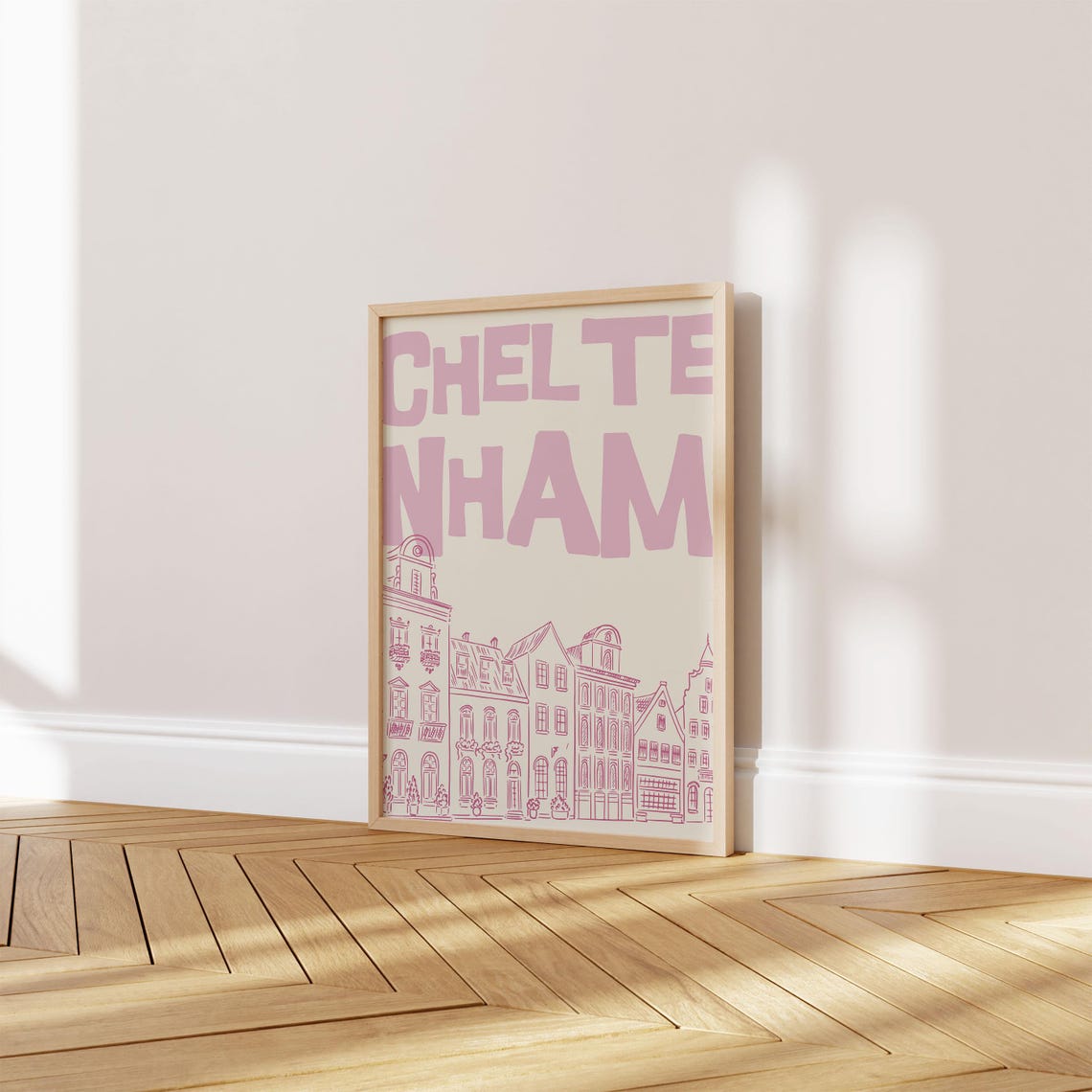 Cheltenham Soft Pink Line Drawing English Architecture Poster - Image 2