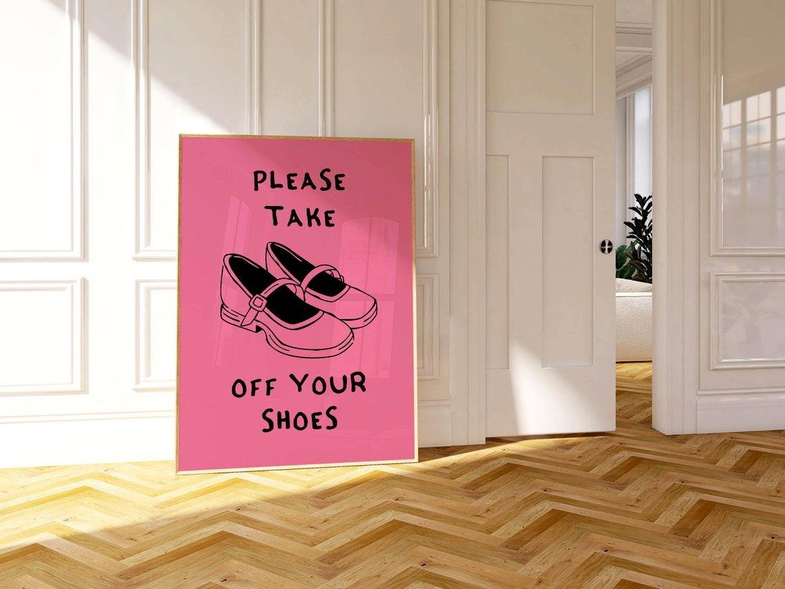Please Take Off Your Shoes Pink Entryway Quote Art Home Decor Poster - Image 2