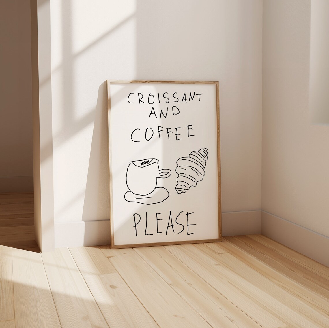 Croissant And Coffee Please Hand Lettered Kitchen Morning Poster - Image 3