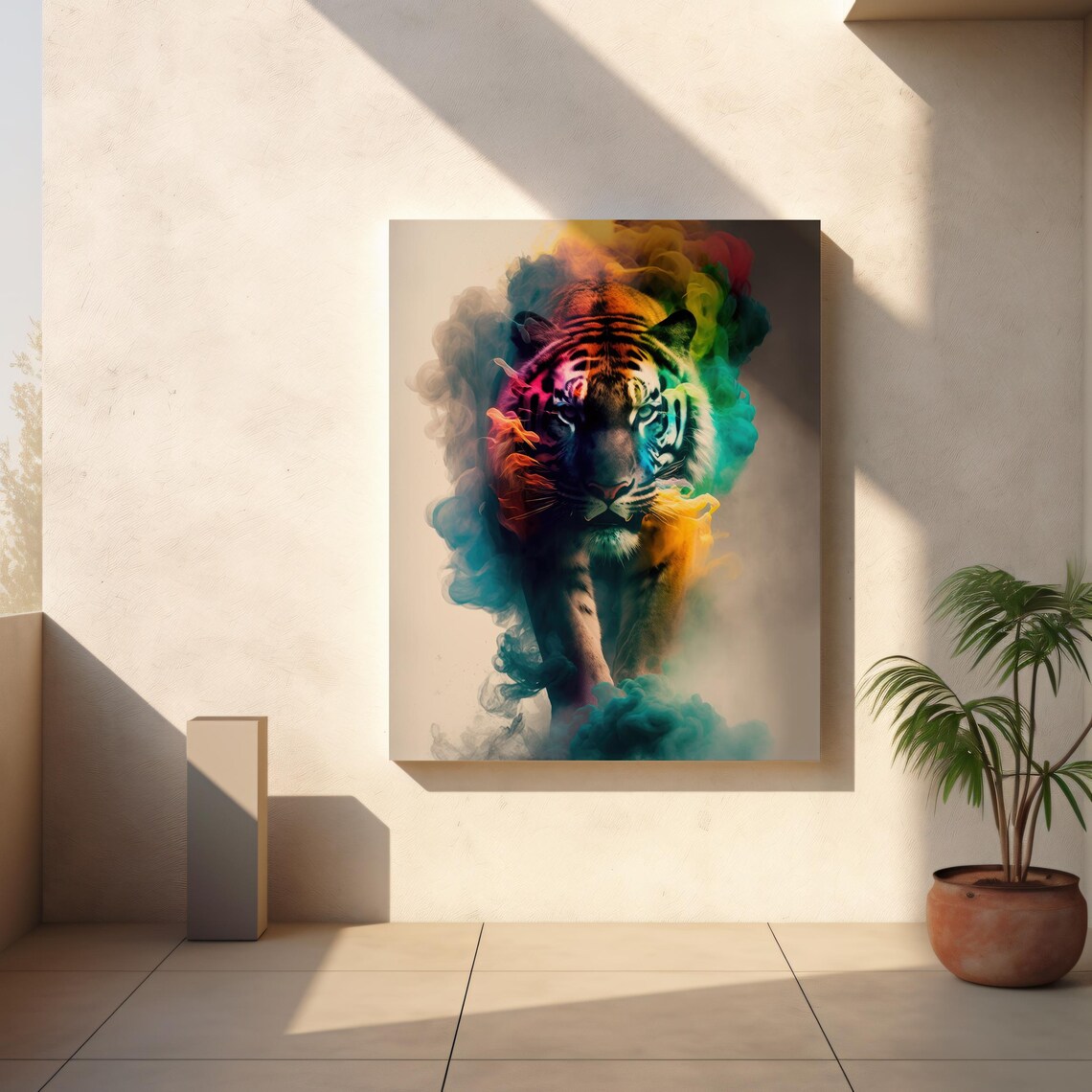 Majestic Tiger Rainbow Smoke Colorful Wild Animal Art Poster - Image 4