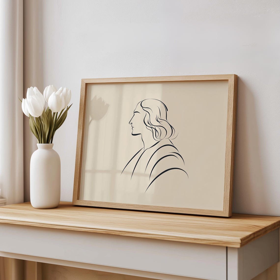 Minimalist Continuous Line Art Philosopher Profile Portrait Print - Image 7