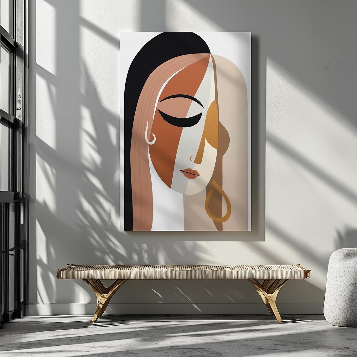 Abstract Woman Portrait Earthy Terracotta Tones Modern Face Wall Art Print - Image 7