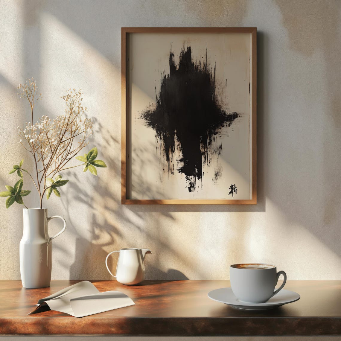 Silent Explosion Abstract Black Ink Modern Art Minimalist Inkblot Print Bold Monochrome Artwork For Contemporary Home Decor - Image 7