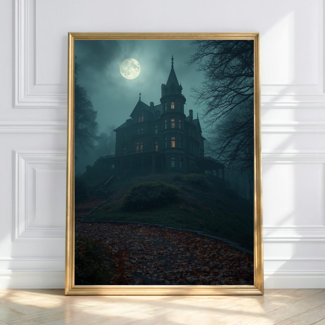 Hilltop Manor Haunted Castle Art Gothic Fantasy Wall Print
