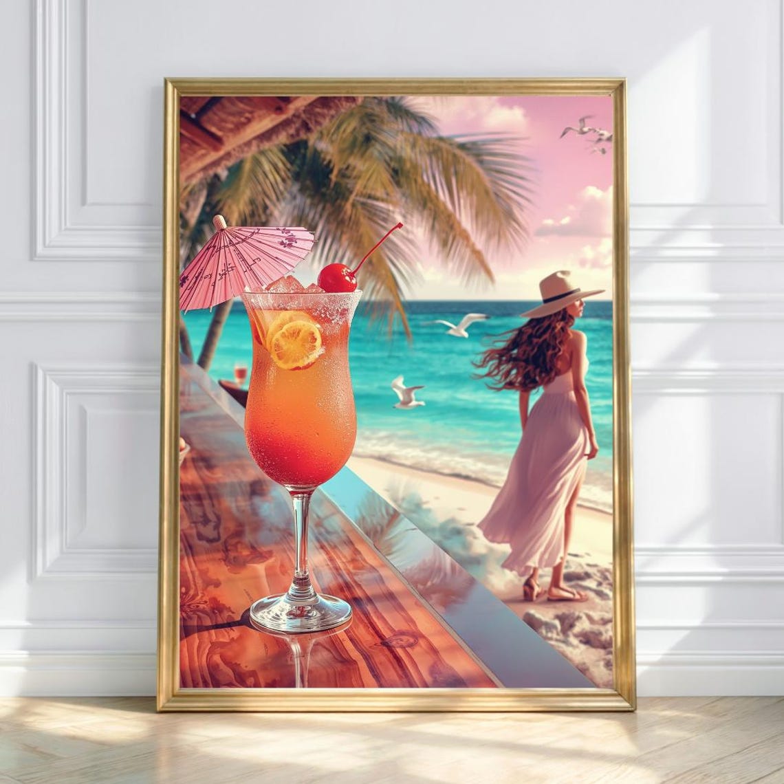 Tropical Cocktail At Beach Bar Summer Vacation Vibes Art Print