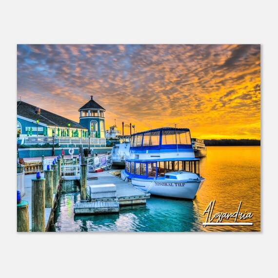 Alexandria Virginia Harbor Sunset Boats Old Town Waterfront Travel Photo Poster