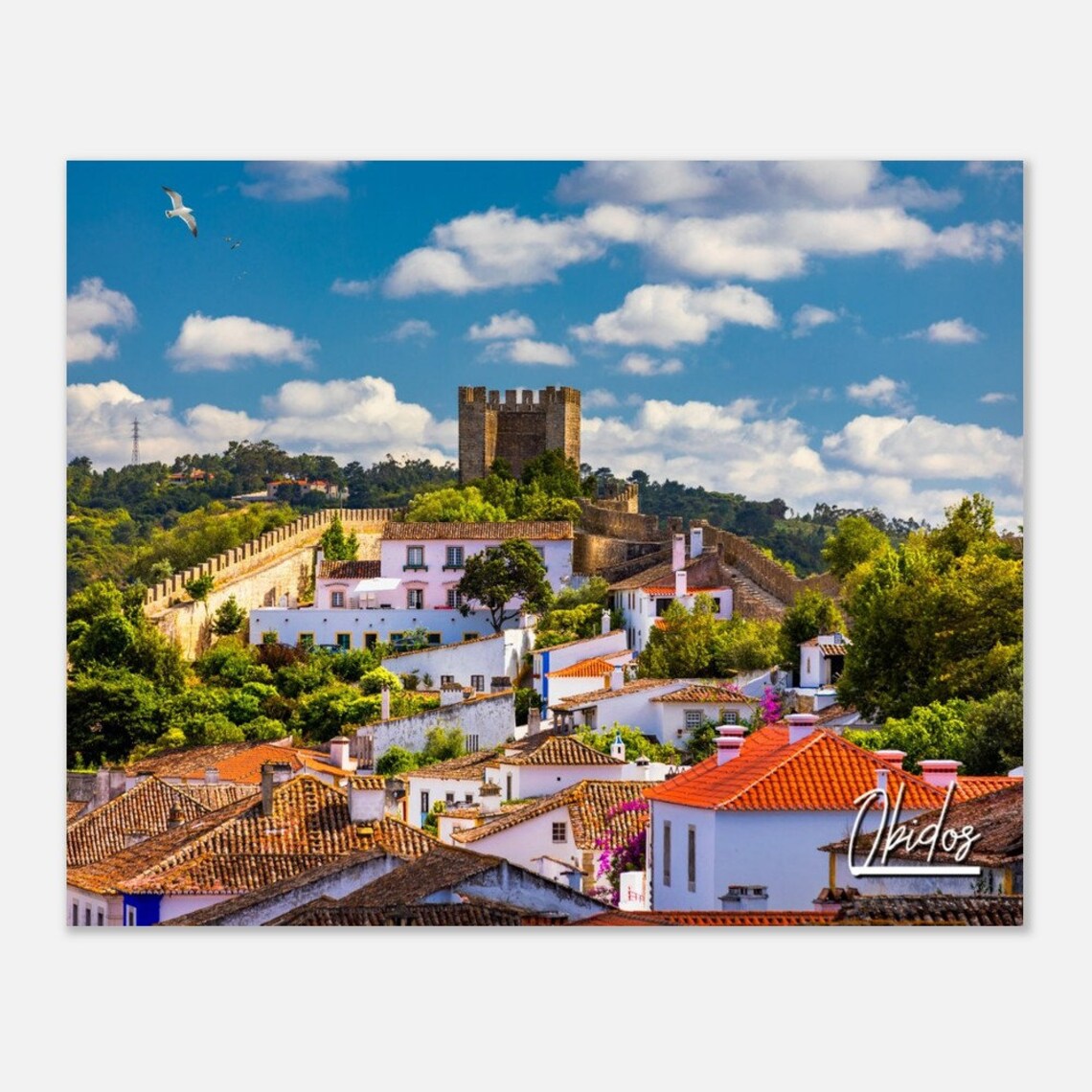 Obidos Portugal Medieval Town Castle Tower Historic Village Poster