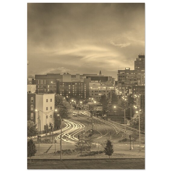 Vintage Annapolis Maryland Sepia Night Highway Travel Poster