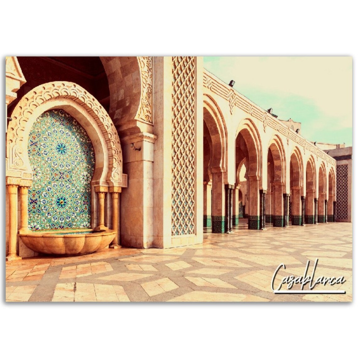 Casablanca Morocco Grand Mosque Architecture Travel Photo Poster