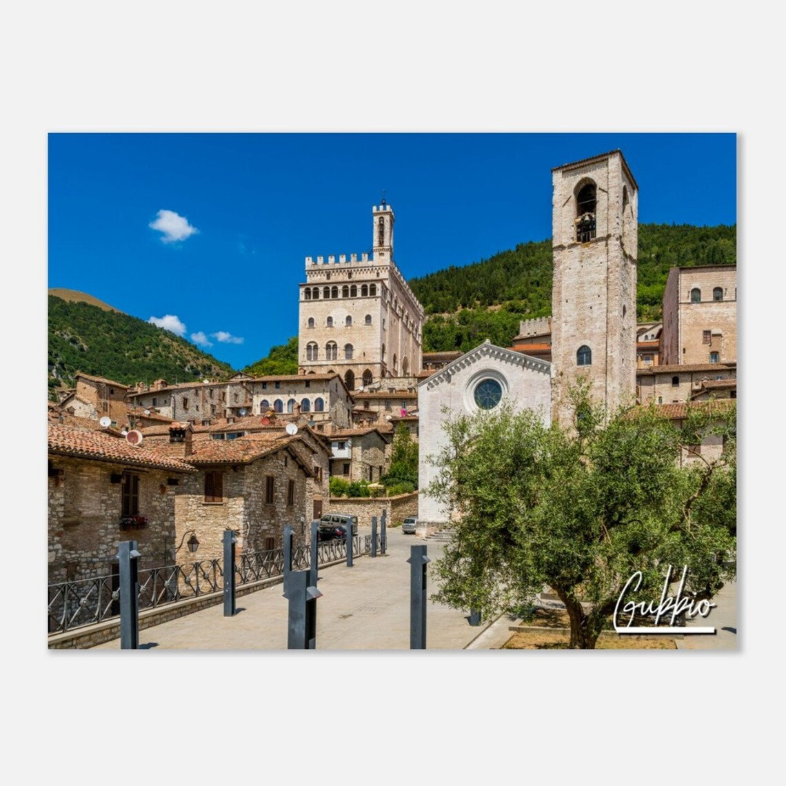 Gubbio Italy Medieval Stone Town Hilltop Village Travel Poster