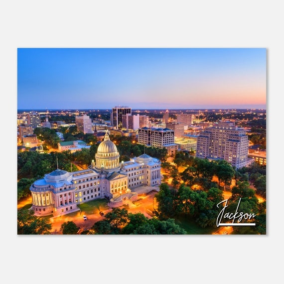 Jackson Mississippi Skyline Poster Cityscape Travel Photo Print