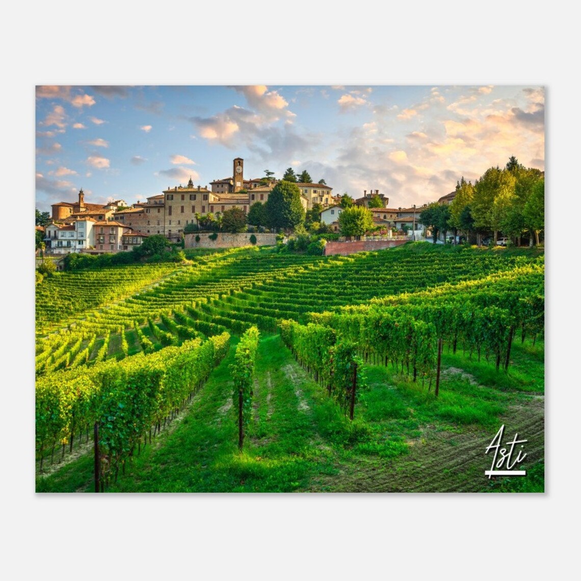 Asti Italy Vineyard Hills Sunset Village Wine Country Poster