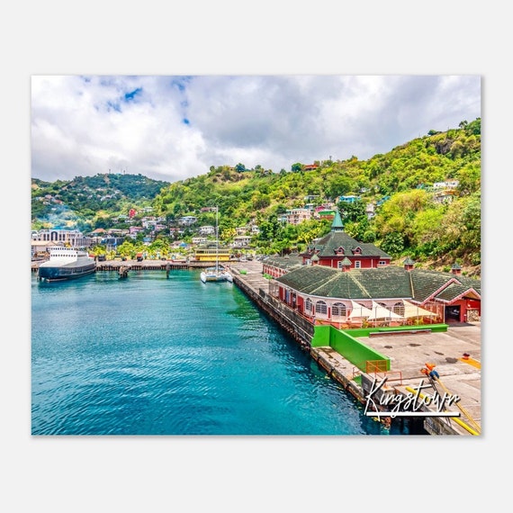 Kingstown Saint Vincent Travel Poster Caribbean Sea Port Wall Art
