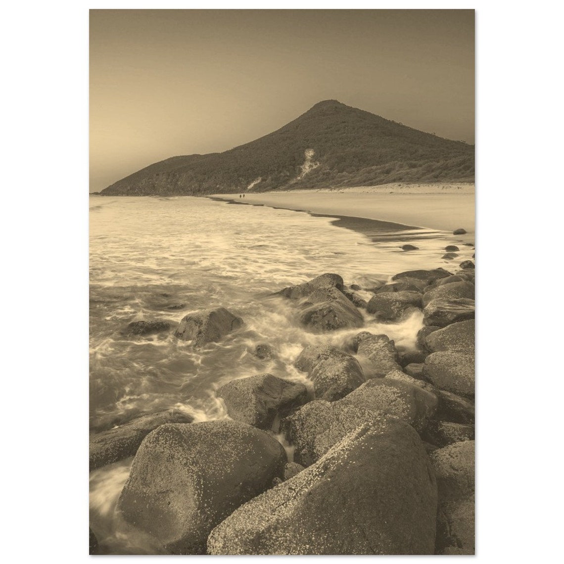 Vintage Nelson Bay Australia Rocky Shore Sepia Coastal Poster