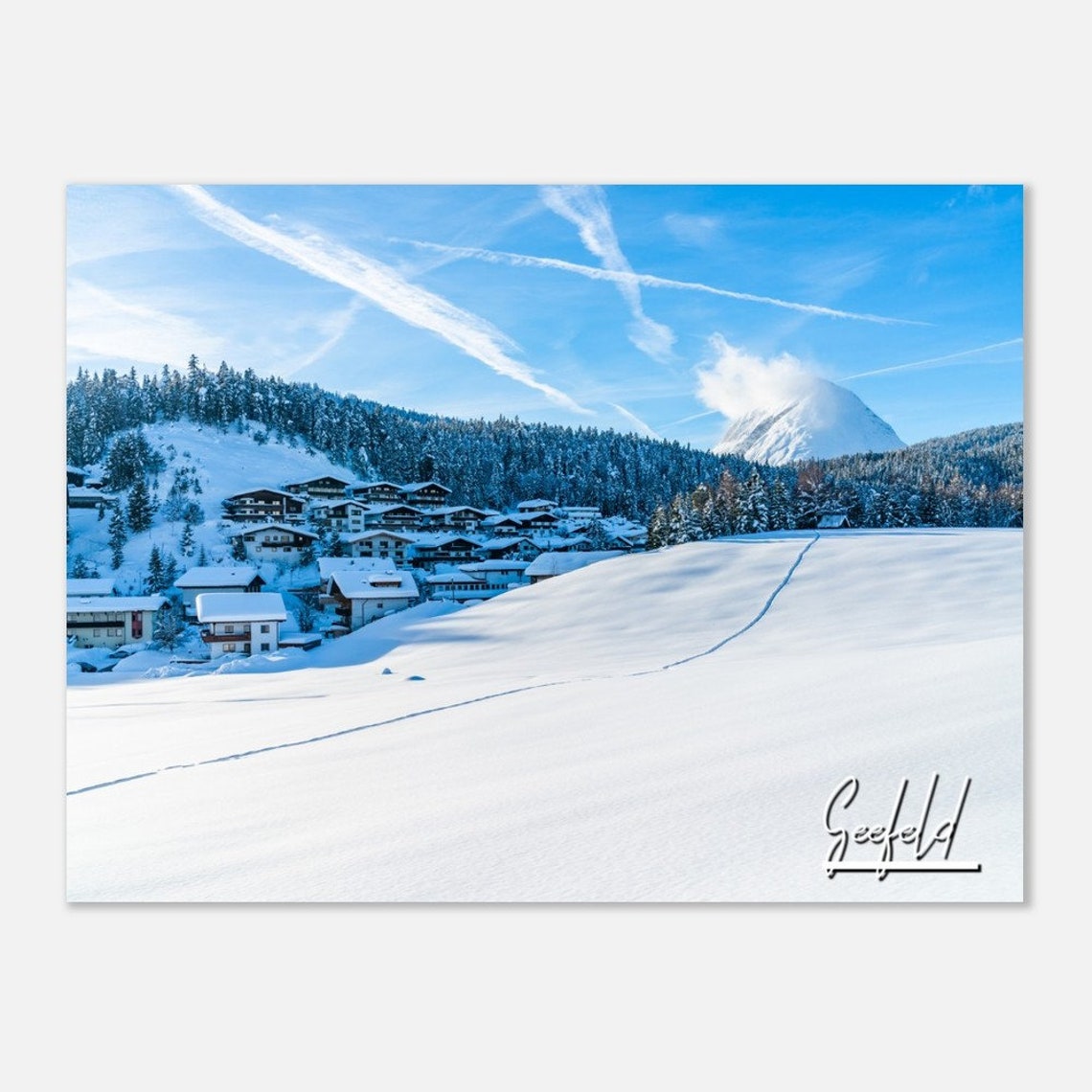 Seefeld Austria Winter Alps Snowy Village Mountain Photo Poster