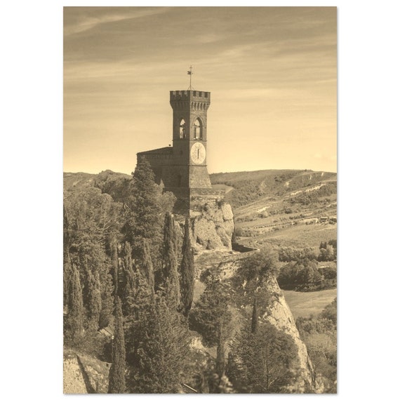 Vintage Emiliaromagna Castle Sepia Photo Travel Poster