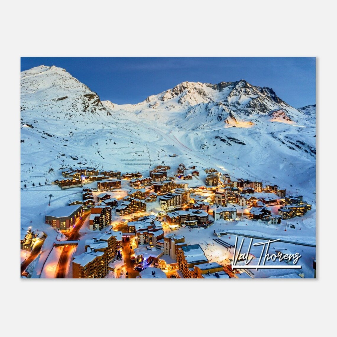 Val Thorens French Alps Ski Resort Night Winter Travel Poster