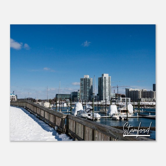 Stamford Connecticut Skyline Poster Horizontal Travel Photo Print