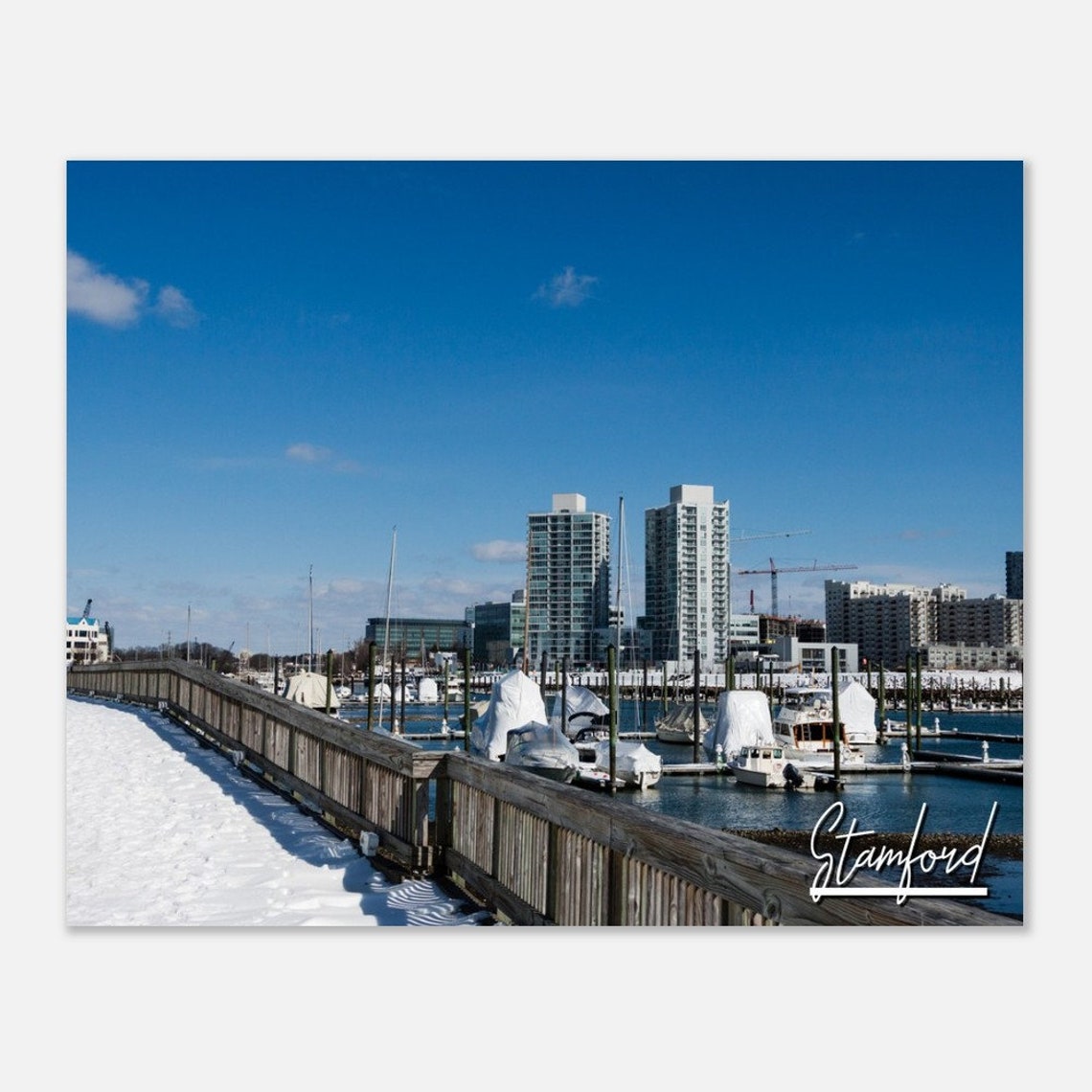 Stamford Connecticut Skyline Poster Horizontal Travel Photo Print