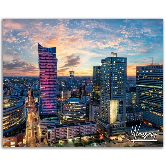 Warsaw Skyline Poster Poland Cityscape Photography Polish Home Decor