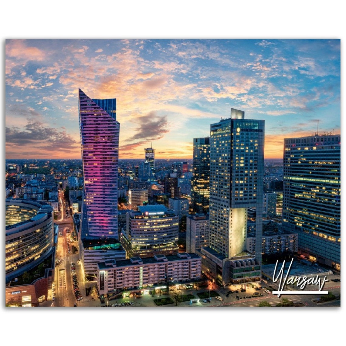 Warsaw Skyline Poster Poland Cityscape Photography Polish Home Decor