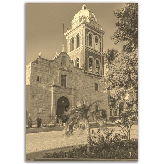 Vintage Loreto Mexico Poster Retro Black And White Sepia Travel Print