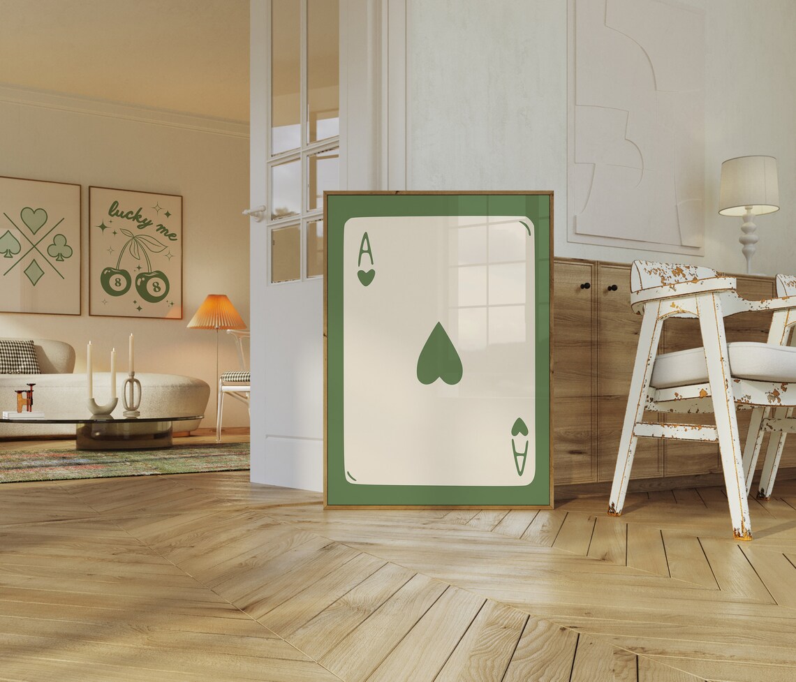 Ace Of Hearts Playing Card Retro Wall Art Print - Image 3