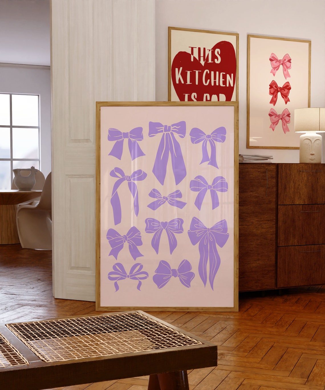 Purple Bow Collage Trendy Coquette Pink Aesthetic Decor Poster - Image 4